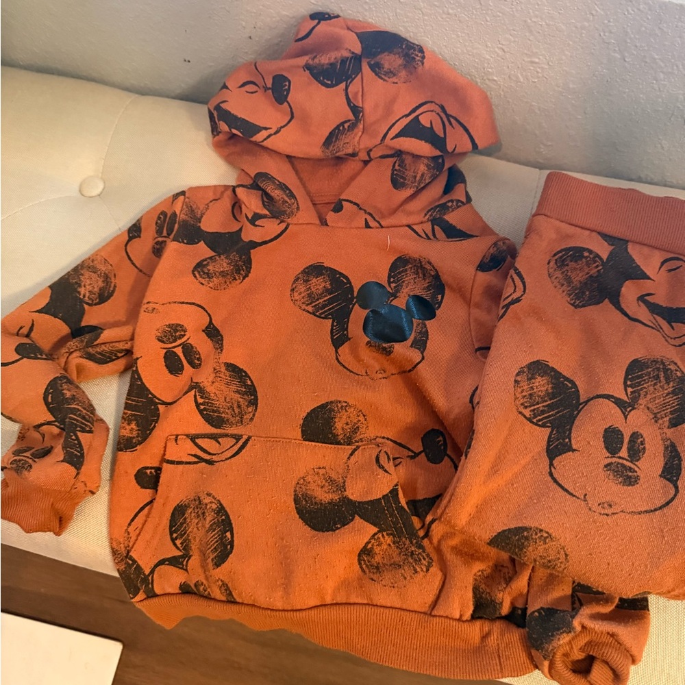 Disney Burnt Orange Mickey Mouse Kids Hoodie and Joggers